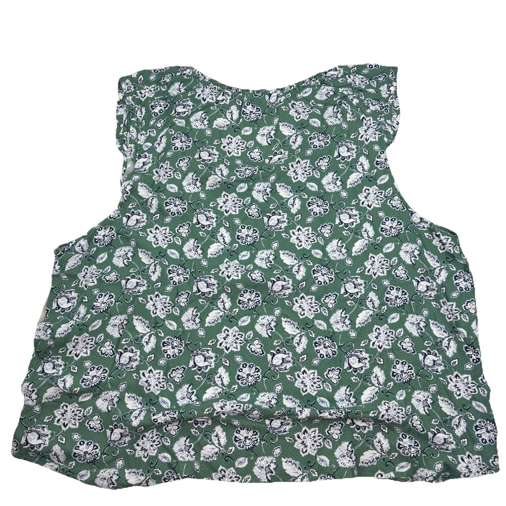 NWT ANGELS Womens Sleeveless V-Neck Tank Top Blouse Shirt Green/Blue Floral - 3X - Picture 2 of 9